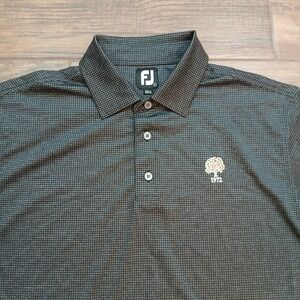 FootJoy Polo Mens Large Grey Houndstooth Golf Performance 1972‎ Tree Logo Flex
